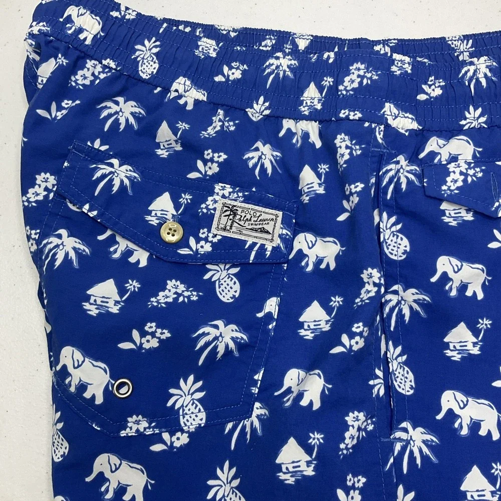 Polo Ralph Lauren Swim‎ Shorts Trunks AOP Elephant Pineapple Print Tiki Men 2XL